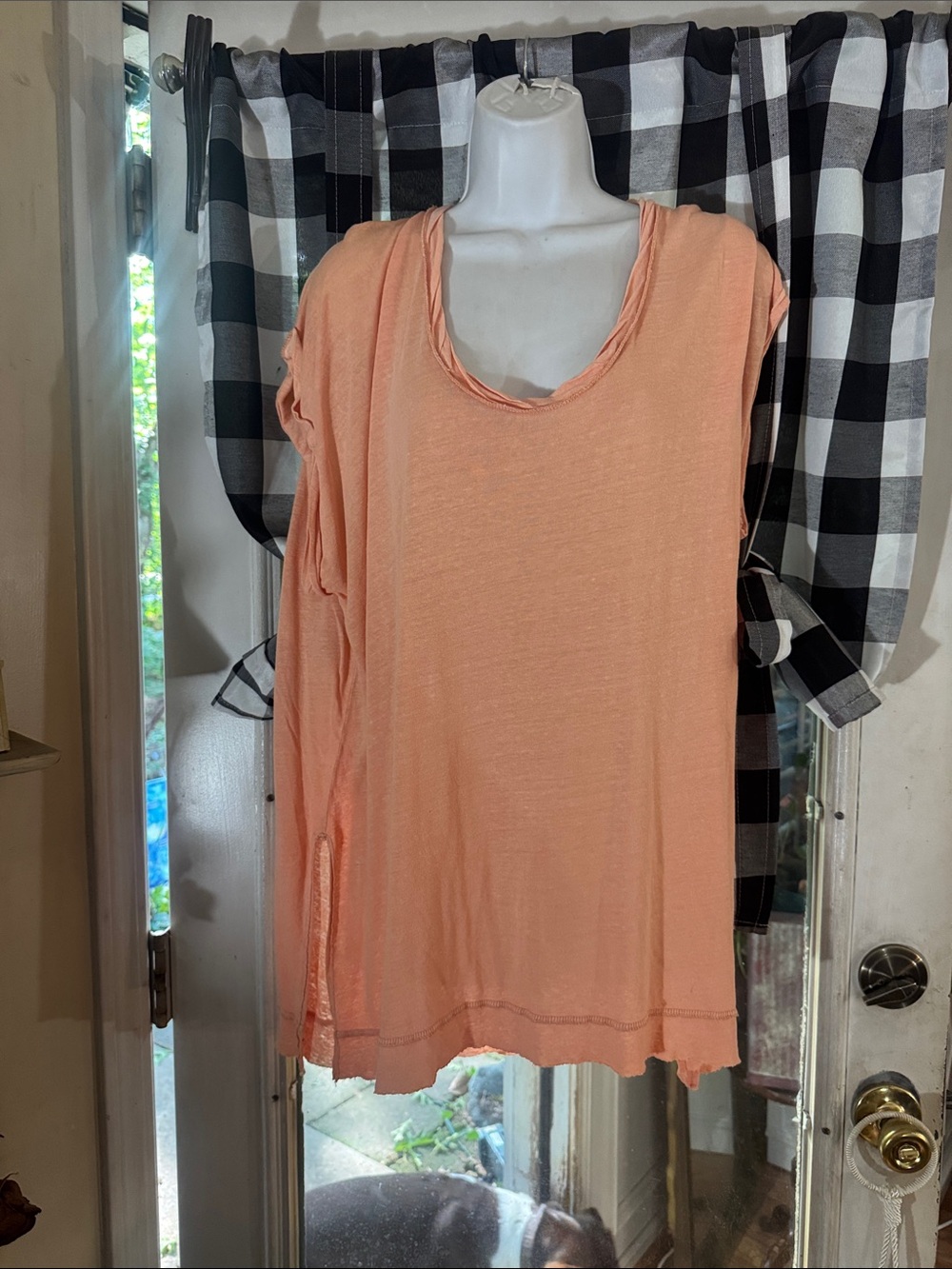We The Free Peach Short Sleeve Raw-Edge Tunic